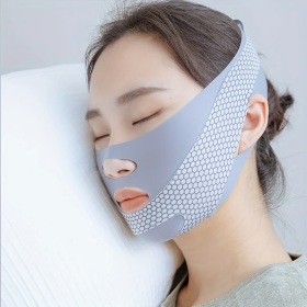 Unscented Sleep Facial Lift Mask - Comfortable, Flexible, Anti-Snoring Face Strap For Relaxation And Beauty (Color: Grey)