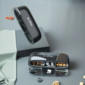 Portable Pill Organizer 3 Times A Day Pill Box Compartments Travel Pill Holder for Vitamins Medicines Small Pocket Medicine Case (Color: Black)