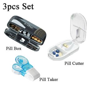 Portable Pill Organizer 3 Times A Day Pill Box Compartments Travel Pill Holder for Vitamins Medicines Small Pocket Medicine Case (Color: Black 3Pcs Set)