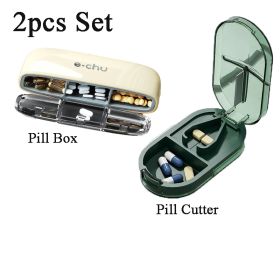 Portable Pill Organizer 3 Times A Day Pill Box Compartments Travel Pill Holder for Vitamins Medicines Small Pocket Medicine Case (Color: Cream 2Pcs Set)