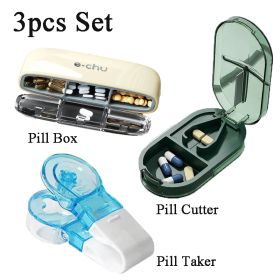 Portable Pill Organizer 3 Times A Day Pill Box Compartments Travel Pill Holder for Vitamins Medicines Small Pocket Medicine Case (Color: Cream 3Pcs Set)